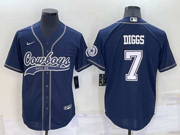 Dallas Cowboys #7 Trevon Diggs Navy Cool Base Stitched Baseball Jersey - Zenithce