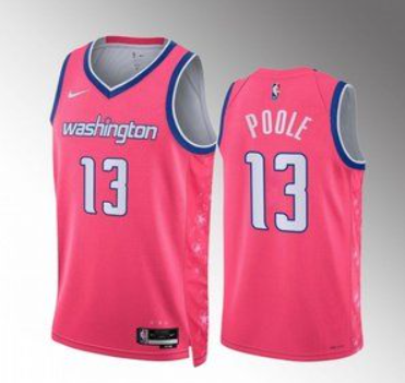 Washington Wizards #13 Jordan Poole Pink Cherry Blossom City Edition Limited Stitched Jersey - Zenithce