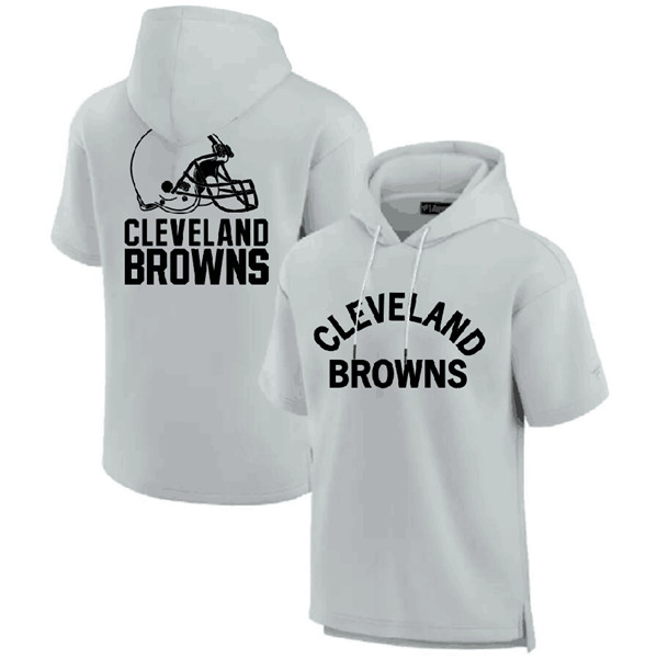 Cleveland Browns Gray Super Soft Fleece Short Sleeve Hoodie - Zenithce