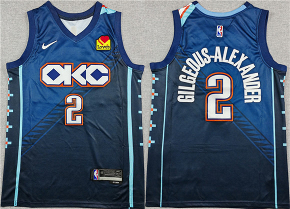 Oklahoma City Thunder #2 Shai Gilgeous-Alexander Navy 2025-26 City Edition Stitched Jersey - Zenithce