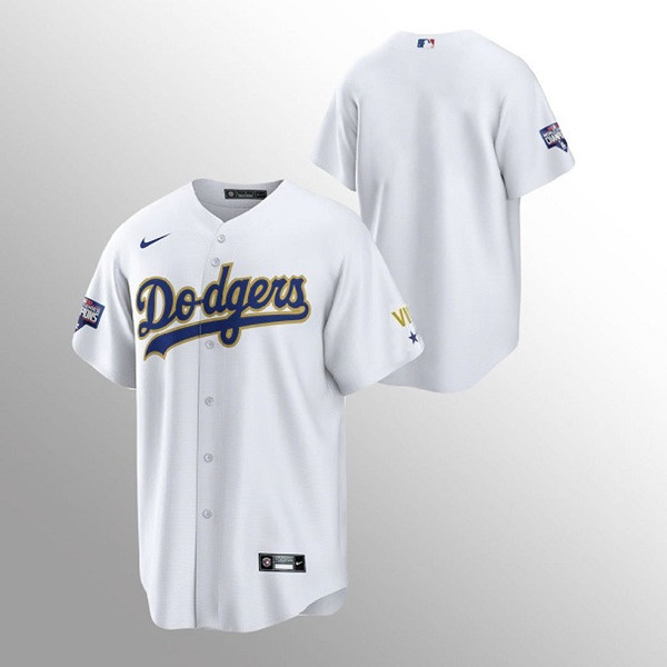 Los Angeles Dodgers Blank White Gold Championship Cool Base Stitched Jersey - Zenithce