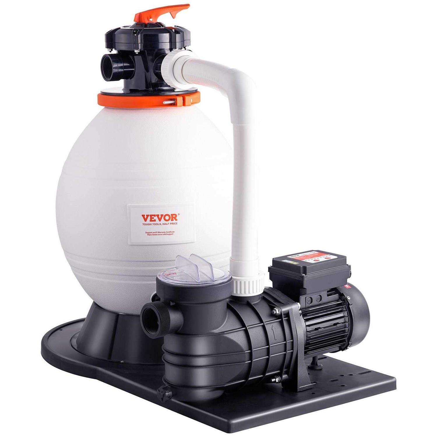 VEVOR Sand Filter Pump GPH Swimming Pool Pump Filter Set with 6-Way Multi-Port Valve Pool - Zenithce