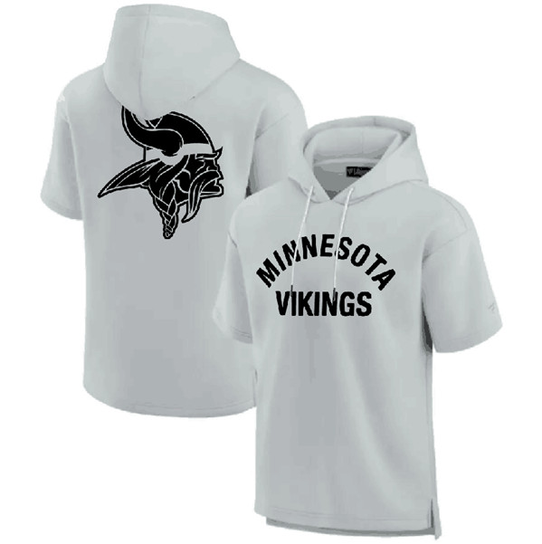 Minnesota Vikings Gray Super Soft Fleece Short Sleeve Hoodie - Zenithce
