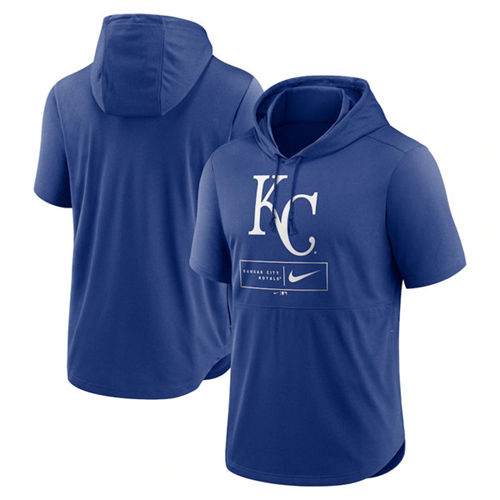 Kansas City Royals Blue Short Sleeve Pullover Hoodie - Zenithce