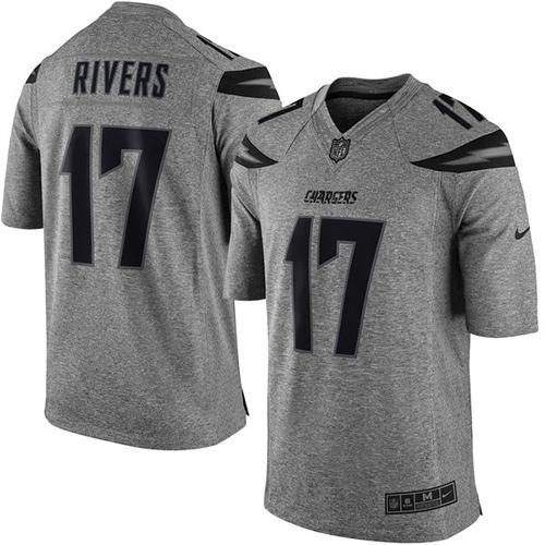 Chargers #17 Philip Rivers Gray Stitched Limited Gridiron Gray Nike Jersey - Zenithce