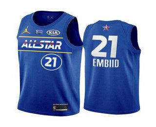 2021 All-Star Philadelphia 76ers #21 Joel Embiid Blue Eastern Conference Stitched Jersey - Zenithce