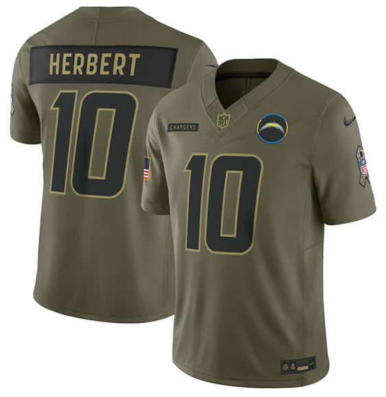 Los Angeles Chargers #10 Justin Herbert Olive 2025 Salute to Service Limited Stitched Jersey - Zenithce