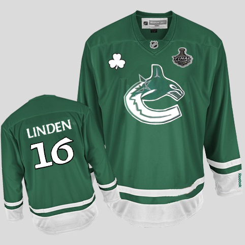 Canucks 2011 Stanley Cup Finals St Patty's Day #16 Trevor Linden Green Stitched Jersey - Zenithce