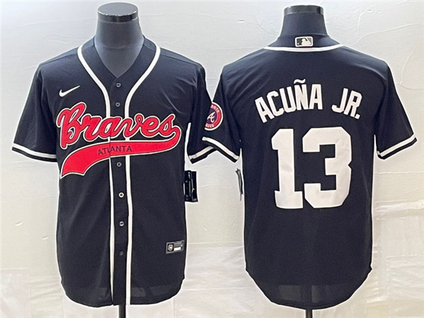 Atlanta Braves #13 Ronald Acuña Jr. Black Cool Base Stitched Jersey - Zenithce