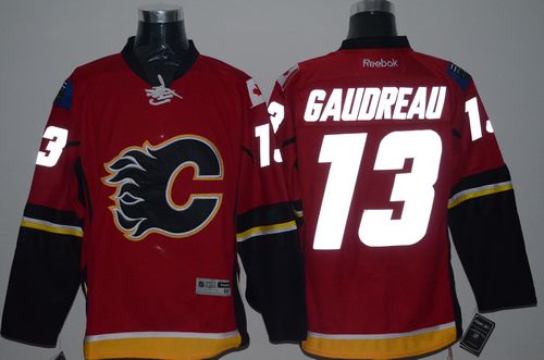 Flames #13 Johnny Gaudreau Red Reflective Version Stitched Jersey - Zenithce