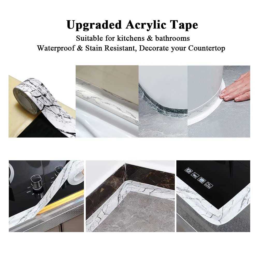 Dstorelhp Kitchen & Bath Caulk Tape Sealant Strip 1.5”x10.5FT Pvc Self Adhesive Caulk Strip Waterproof Caulking Tape - Zenithce