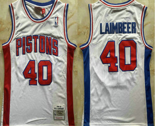 Detroit Pistons #40 Bill Laimbeer White 1988-89 Stitched Jersey - Zenithce