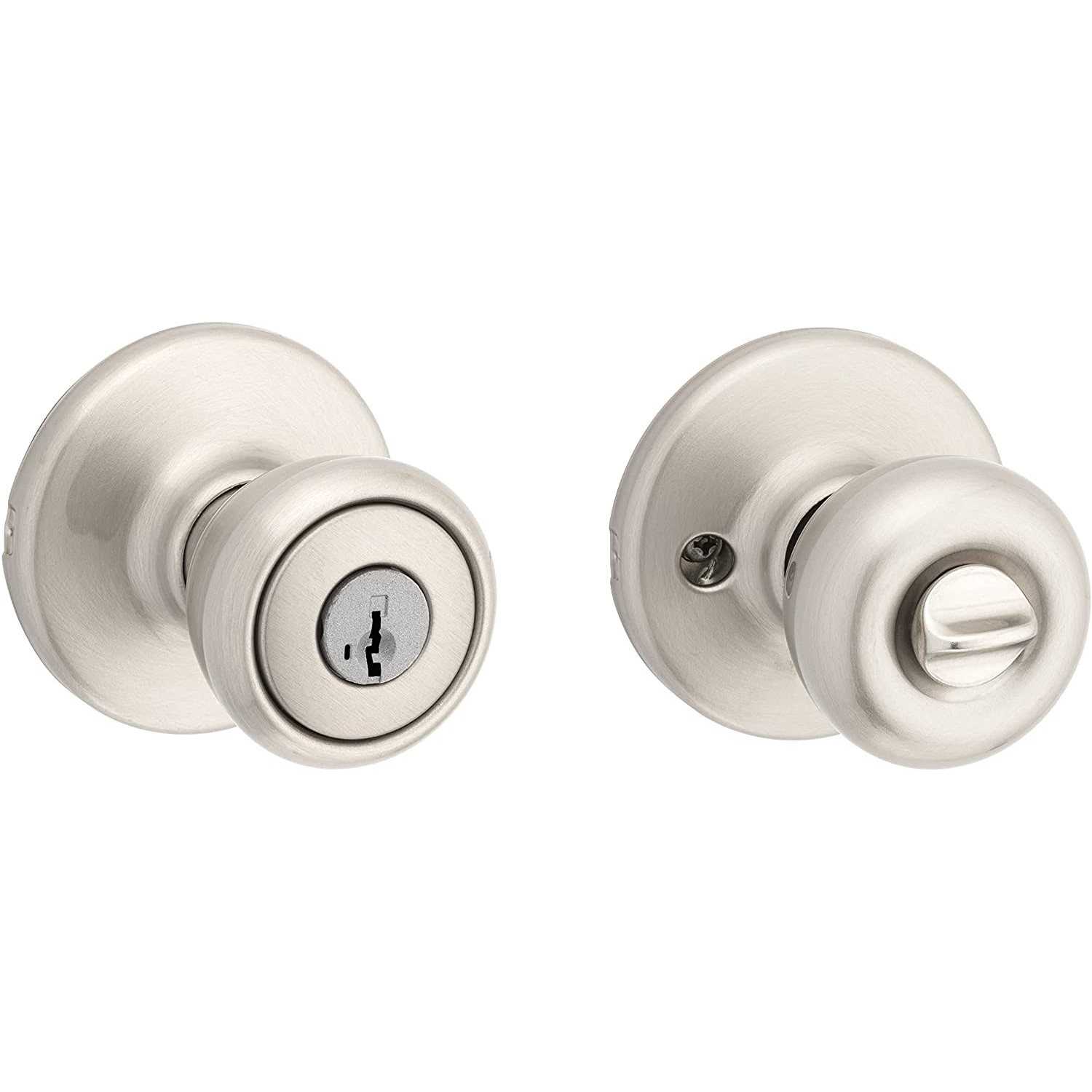 Kwikset / Pismo Knob with Round Rose / Passage / Satin Nickel / 720PSKRDT 15 720PSKRDT-15 - Zenithce