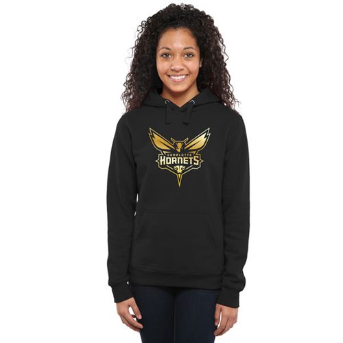 Women's Charlotte Hornets Gold Collection Pullover Hoodie Black - Zenithce
