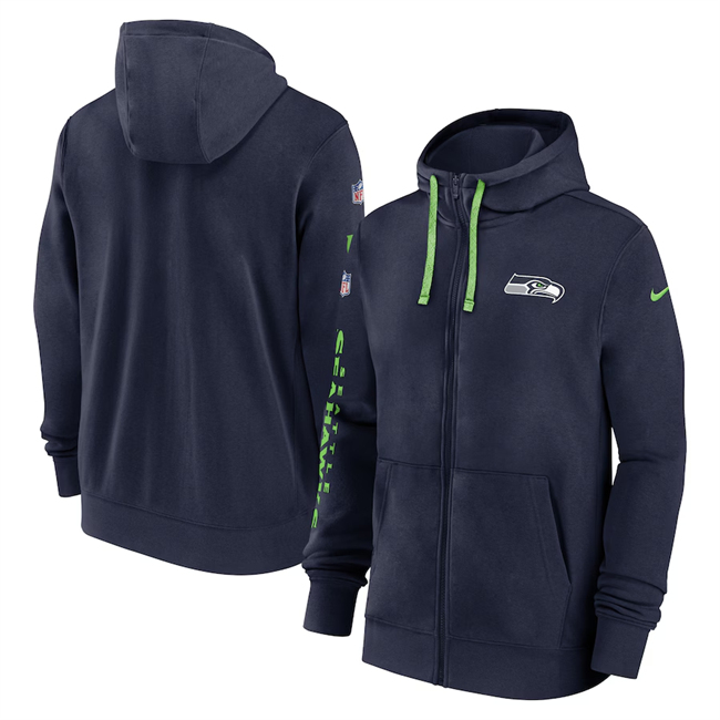 Seattle Seahawks Navy 2024 Team Full-Zip Hoodie - Zenithce