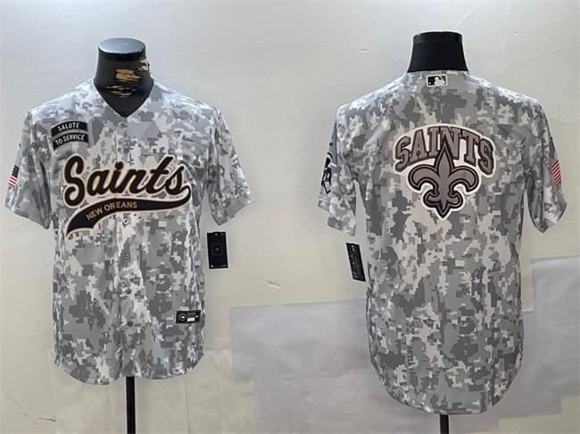 New Orleans Saints Team Big Logo 2024 Arctic Camo Salute To Service Stitched Jersey - Zenithce