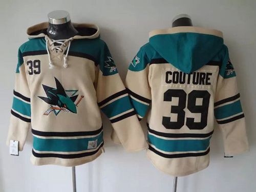 Sharks #39 Logan Couture Cream Sawyer Hooded Sweatshirt Stitched Jersey - Zenithce