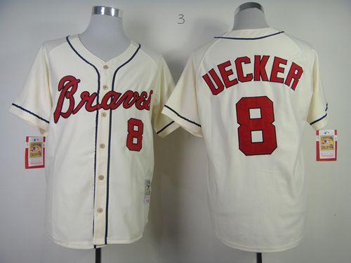 Mitchell And Ness Braves #8 Bob Uecker Stitched Cream Throwback Jersey - Zenithce