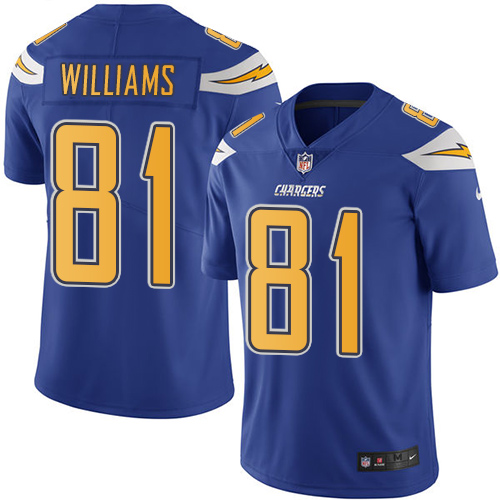 Los Angeles Chargers # 81 Mike Williams Blue Vapor Untouchable Limited Stitched Jersey - Zenithce