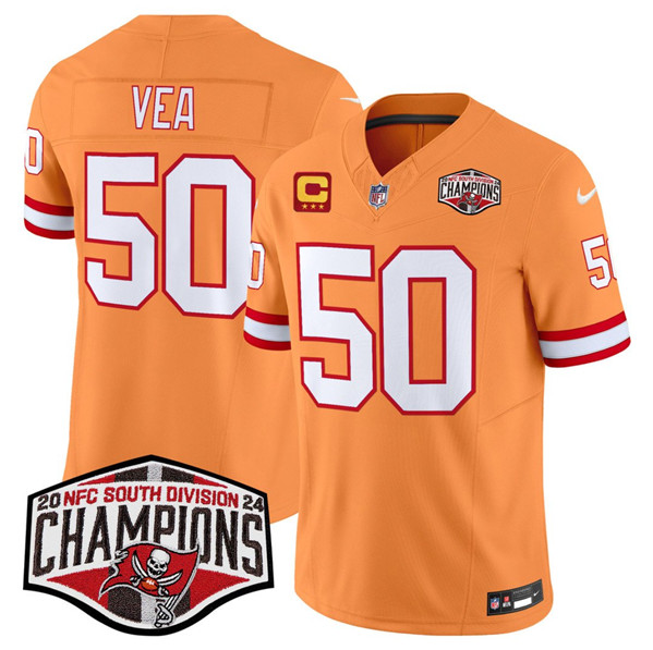 Tampa Bay Buccaneers #50 Vita Vea Orange 2024 F.U.S.E. NFC South Division Champions With 3-Star C Patch Limited Stitched Jersey - Zenithce