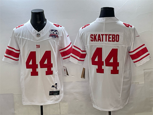 New York Giants #44 Cam Skattebo White 2025 Draft F.U.S.E. 100th Season State Patch Vapor Limited Stitched Jersey - Zenithce