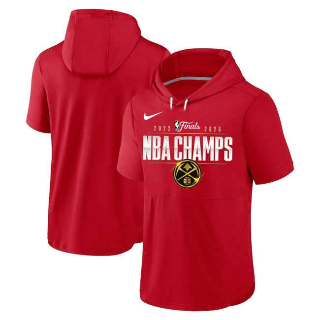 Denver Nuggets Red Champions Performance Short Sleeve Pullover Hoodie - Zenithce