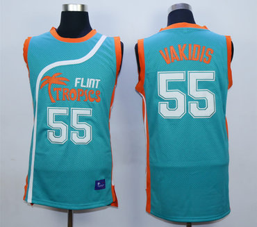 Flint Tropics 55 Vakidis Teal Semi Pro Movie Stitched Jersey - Zenithce