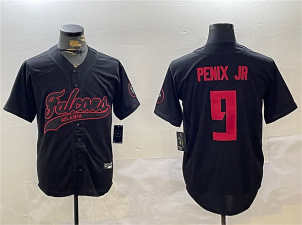 Atlanta Falcons #9 Michael Penix Jr. Black With Patch Cool Base Stitched Jersey - Zenithce