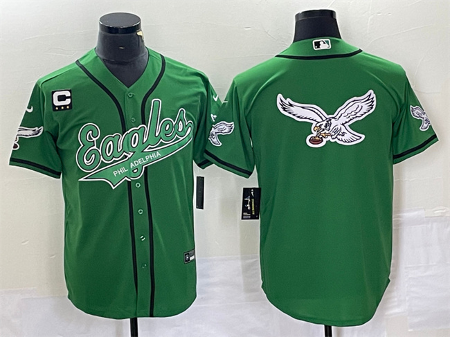 Philadelphia Eagles Green Team Big Logo With C Patch Cool Base Stitched Jersey - Zenithce