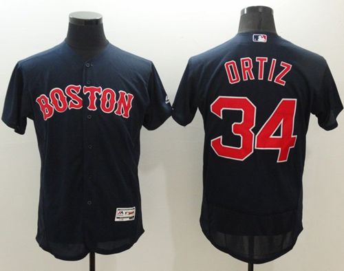 Red Sox #34 David Ortiz Navy Blue Flexbase Authentic Collection Stitched Jersey - Zenithce