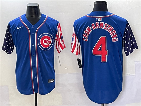 Chicago Cubs #4 Pete Crow-Armstrong Royal 2025 Independence Day Vapor Premier Limited Stitched Jersey - Zenithce