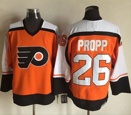 Flyers #26 Brian Propp Orange Black CCM Throwback Stitched Jersey - Zenithce