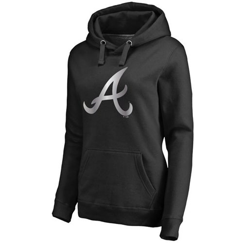Women's Atlanta Braves Platinum Collection Pullover Hoodie Black - Zenithce