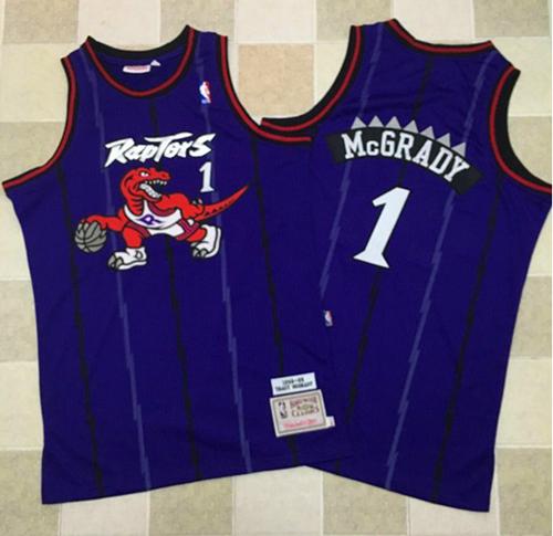 Mitchell And Ness Toronto Raptors #1 Tracy Mcgrady Purple Throwback Stitched Jersey - Zenithce