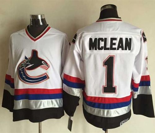 Canucks #1 Kirk Mclean White Black CCM Throwback Stitched Jersey - Zenithce