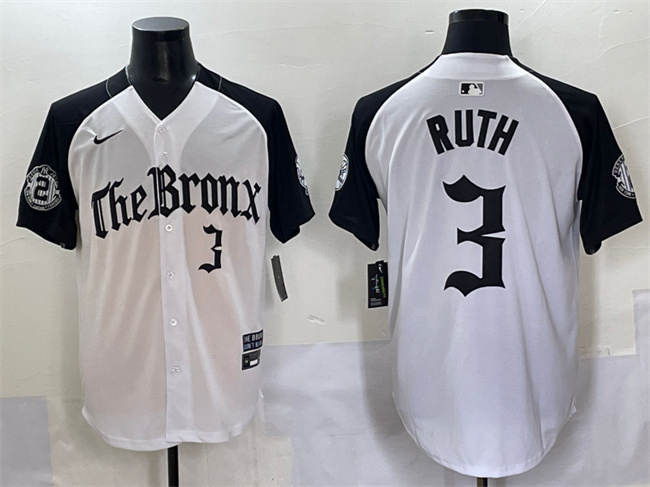 New York Yankees #3 Babe Ruth White Black 'Gothic Legacy Edition' Vapor Premier Limited Stitched Jersey - Zenithce