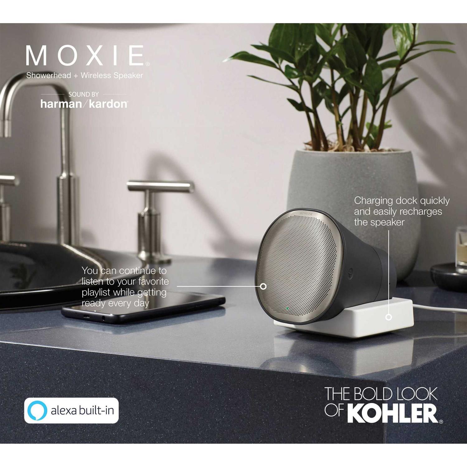 KOHLER Moxie 1.75 gpm showerhead and wireless speaker with Amazon Alexa - Zenithce