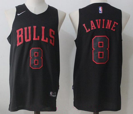 Chicago Bulls #8 Zach LaVine All Black 2017-2018 Swingman Stitched Jersey - Zenithce