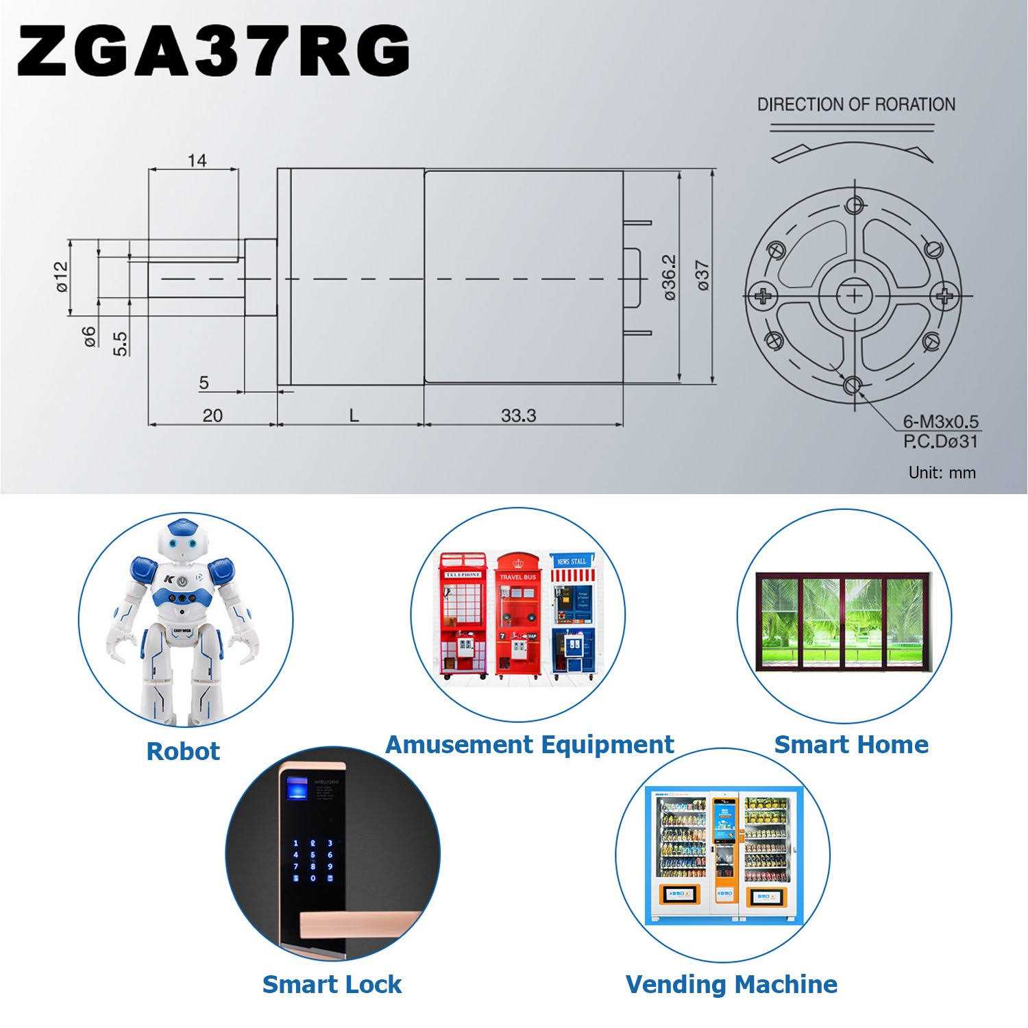 Greartisan Dc 12v Gear Motor High Torque Electric Micro Speed Reduction Geared Motor Centric Output Shaft 37mm Diameter Gearbox - Zenithce