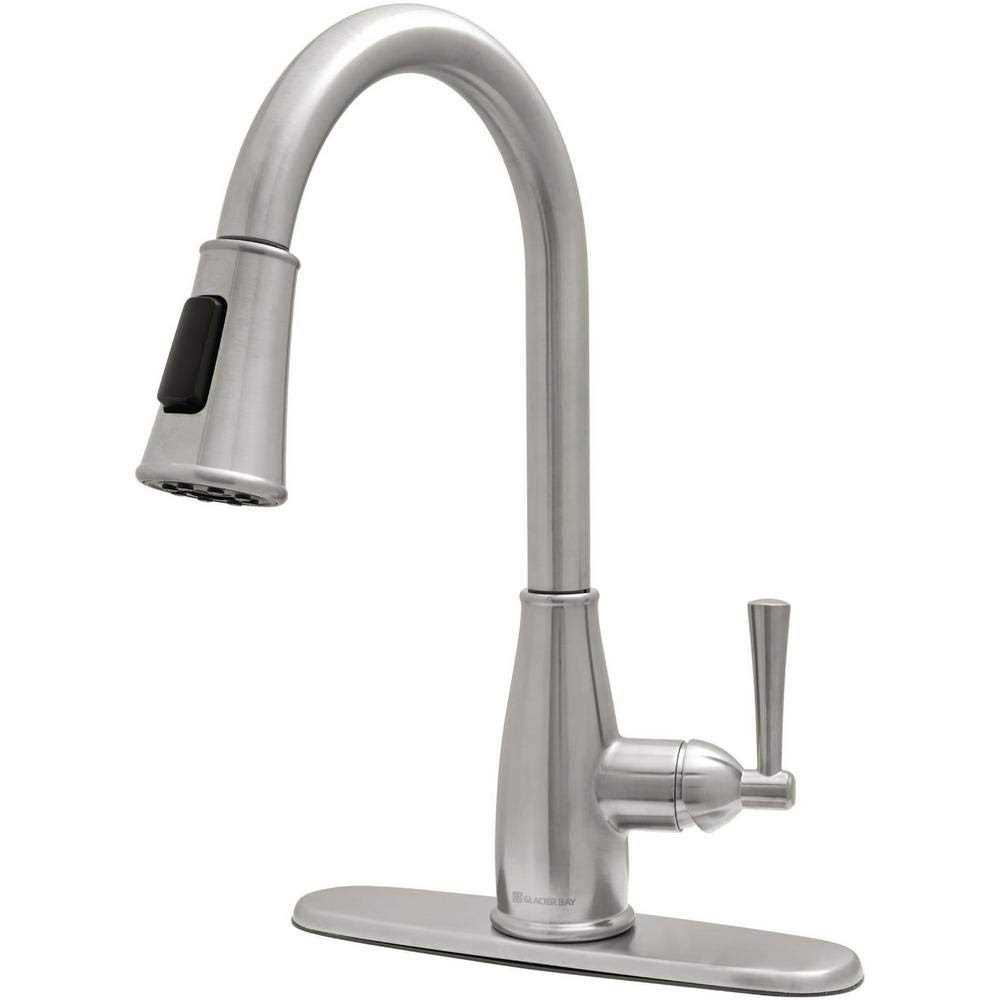 Glacier Bay Fairhurst 1004 Single-Handle Pull-Down Sprayer Kitchen Faucet with TurboSpray and FastMount - Zenithce