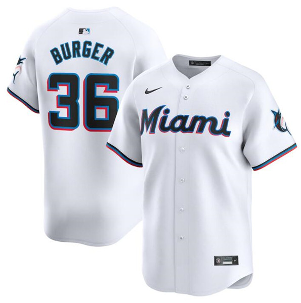 Miami Marlins #36 Jake Burger White 2024 Home Limited Stitched Jersey - Zenithce