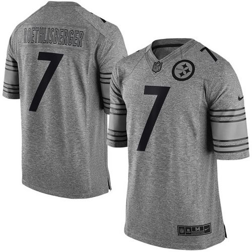Steelers #7 Ben Roethlisberger Gray Stitched Limited Gridiron Gray Nike Jersey - Zenithce
