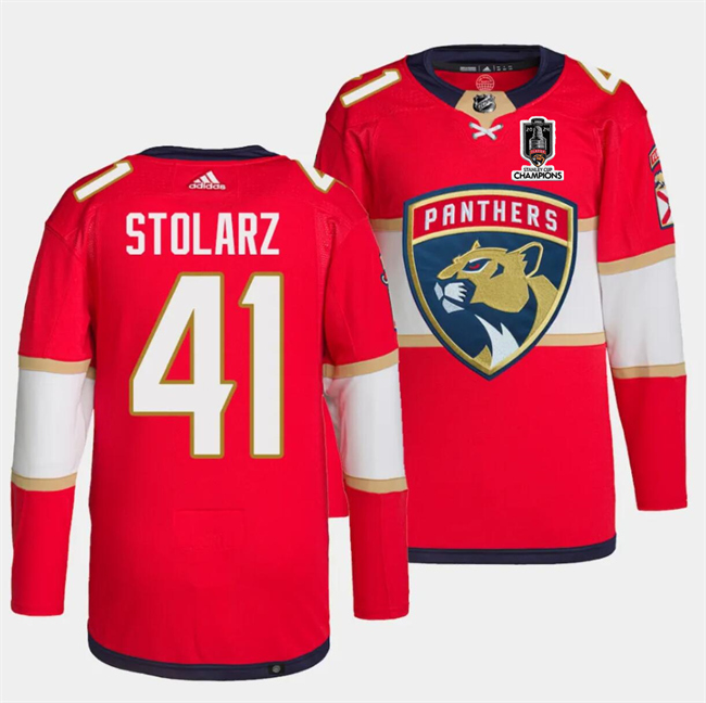 Florida Panthers #41 Anthony Stolarz Red Home 2024 Stanley Cup Champions Stitched Jersey - Zenithce