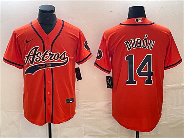 Houston Astros #14 Mauricio Dubón Orange With Patch Cool Base Stitched Jersey - Zenithce