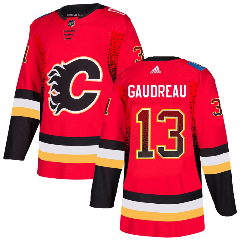 Calgary Flames #13 Johnny Gaudreau Red Drift Fashion Stitched Jersey - Zenithce
