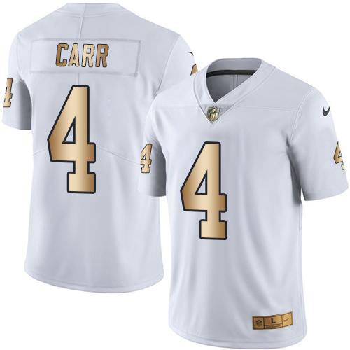 Raiders #4 Derek Carr White Stitched Limited Gold Rush Nike Jersey - Zenithce