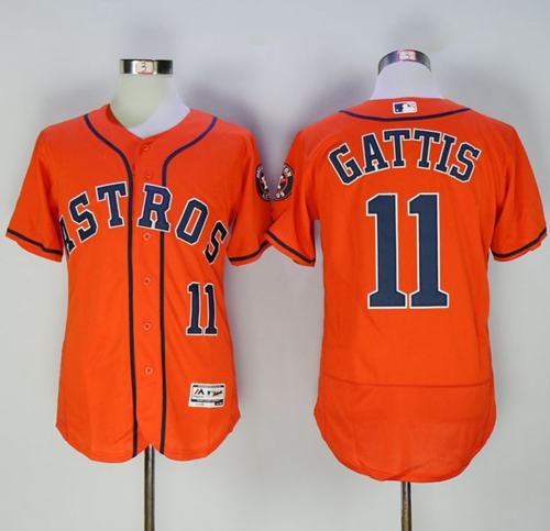 Astros #11 Evan Gattis Orange Flexbase Authentic Collection Stitched Jersey - Zenithce