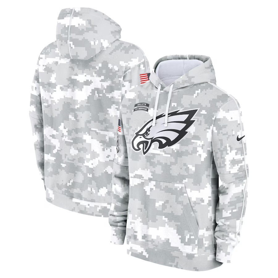 Philadelphia Eagles 2024 Arctic Camo Salute To Service Club Fleece Pullover Hoodie - Zenithce