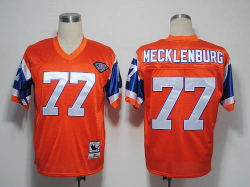 Mitchel And Ness Broncos #77 Karl Mecklenburg Orange With 75 Anniversary Patch Stitched Throwback Jersey - Zenithce