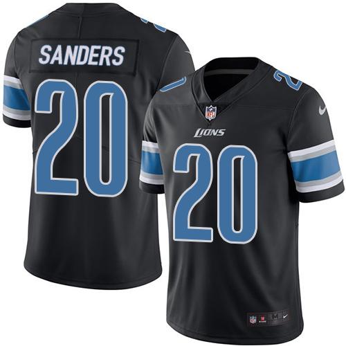 Lions #20 Barry Sanders Black Stitched Limited Rush Nike Jersey - Zenithce